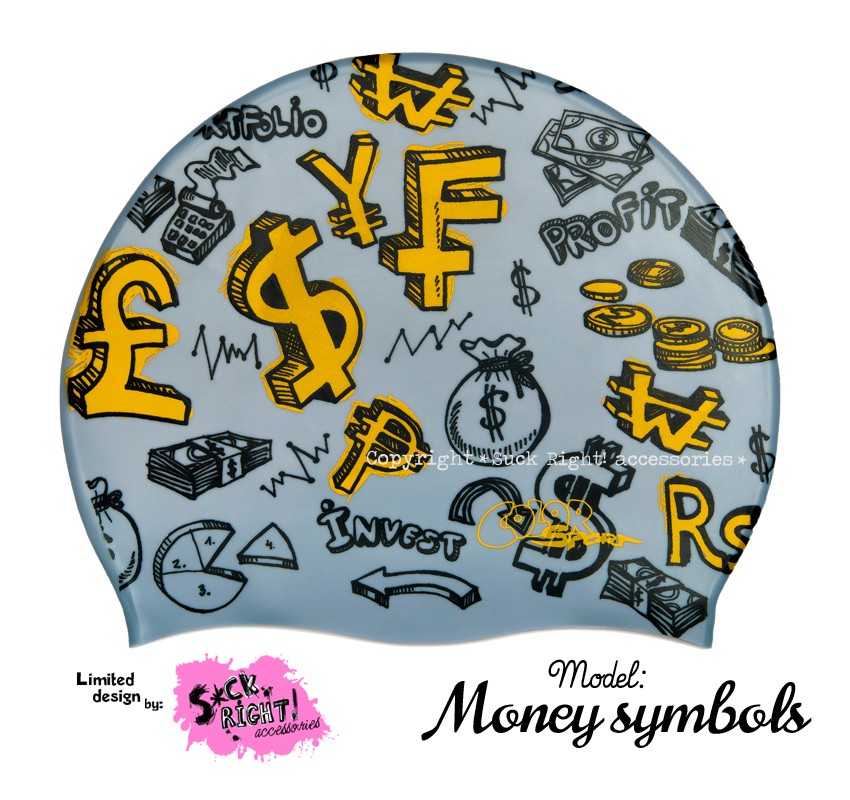 Úszósapka Mintás Limited Design Felnőtt "Money symbols"